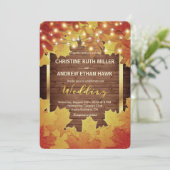 紅葉ストリングライト素朴秋の結婚式 招待状 (スタンド正面)