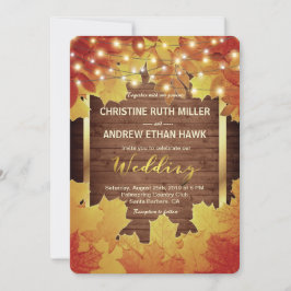 紅葉ストリングライト素朴秋の結婚式 招待状