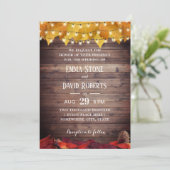 紅葉スト素朴リングライト秋の結婚式 招待状 (スタンド正面)