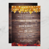 紅葉スト素朴リングライト秋の結婚式 招待状 (正面/裏面)