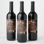 紅葉ス素朴ブラウン木材の花嫁の提案 ワインラベル (ボトル)