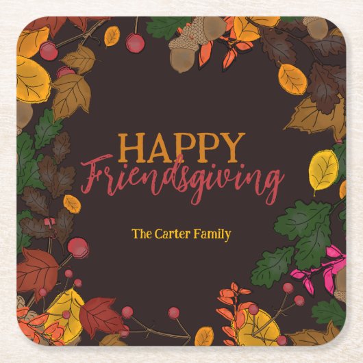 紅葉ズアコーンズベリーフレンドリディナー スクエアペーパーコースター (正面)