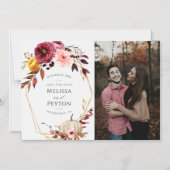 紅葉ズパンプキンが日付の写真を保存 マグネット招待状 (正面)