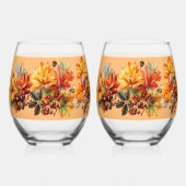 紅葉ズベリーピネコーン ステムなしワイングラス (裏面)