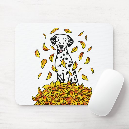 紅葉ダルマチア(黒1)犬遊のかわいい マウスパッド (マウス)