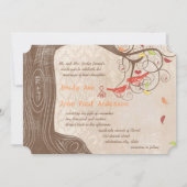 紅葉ツリーオンヴィンテージダマスクウェディング招待状 招待状 (正面)