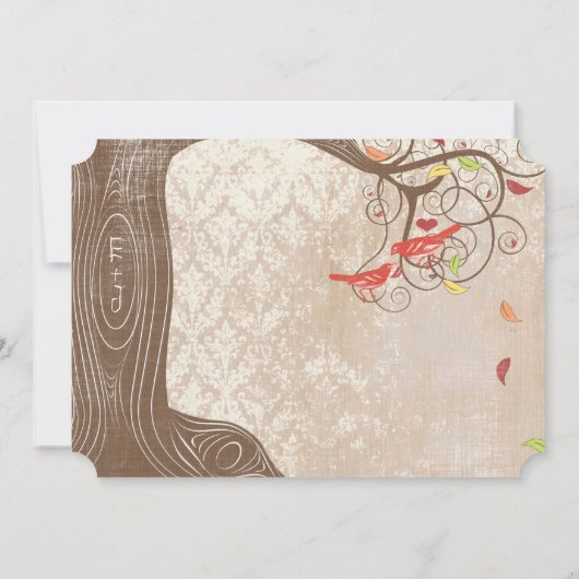 紅葉ツリーオンヴィンテージダマスクウェディング招待状 招待状 (裏面)