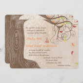 紅葉ツリーオンヴィンテージダマスクウェディング招待状 招待状 (正面/裏面)