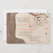 紅葉ツリーオンヴィンテージダマスクウェディング招待状 招待状 (正面)