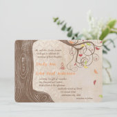 紅葉ツリーオンヴィンテージダマスクウェディング招待状 招待状 (スタンド正面)