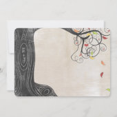 紅葉ツリーリネンテクスチャ紙結婚 招待状 (裏面)