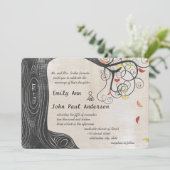 紅葉ツリーリネンテクスチャ紙結婚 招待状 (スタンド正面)