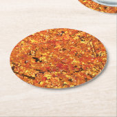 紅葉ツリー – 写真。 ラウンドペーパーコースター (アングル)