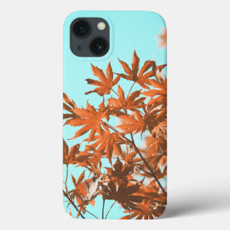紅葉ティール（緑がかった色）とオレンジ iPhone 13ケース