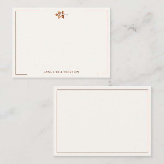 紅葉テラコッタエレガントウェディングカップル ノートカード (正面/裏面)