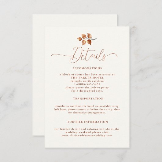 紅葉テラコッタエレガントウェディング詳細 エンクロージャーカード (正面/裏面)