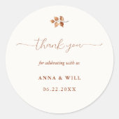 紅葉テラコッタシック秋の結婚式の恩恵 ラウンドシール (正面)