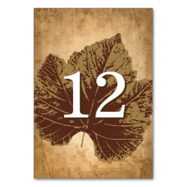 紅葉テーブルカード |素朴秋の結婚式 テーブルナンバー