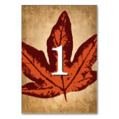 紅葉テーブルカード |素朴秋の結婚式 テーブルナンバー (裏面)