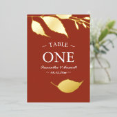 紅葉テーブル番号箔カード 箔招待状 (立ち正面)