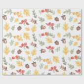 紅葉ドングルズオータムパターンウォーターカラー ラッピングペーパー (フラット)