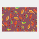 紅葉ナッツ栗パターンエレガント秋 ラッピングペーパーシート (正面3)