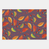 紅葉ナッツ栗パターンエレガント秋 ラッピングペーパーシート (正面)