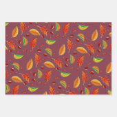 紅葉ナッツ栗パターンエレガント秋 ラッピングペーパーシート (正面3)