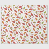 紅葉ナッツ栗パターンエレガント秋 ラッピングペーパー (フラット)