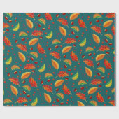 紅葉ナッツ栗パターンエレガント秋 ラッピングペーパー (フラット)