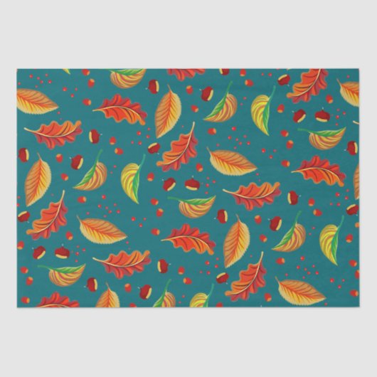 紅葉ナッツ栗パターンエレガント秋 薄葉紙 (正面)