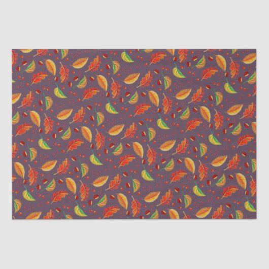 紅葉ナッツ栗パターンエレガント秋 薄葉紙 (正面)