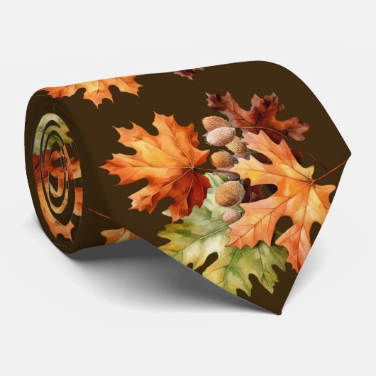 紅葉ネックタイ – 水彩秋ファッション ネクタイ (ロール)