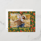 紅葉ハッピー感謝祭2枚 箔シーズンポストカード (正面/裏面)