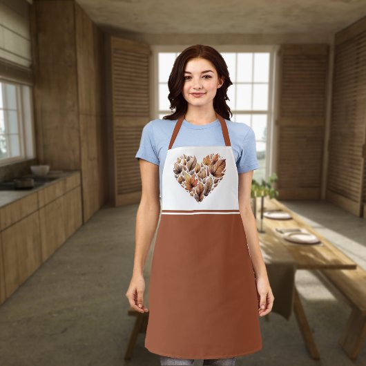紅葉ハート型オールオーバープリント エプロン