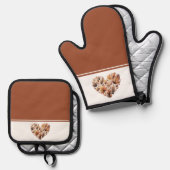 紅葉ハート型 鍋つかみ&鍋敷きセット (正面/裏面)