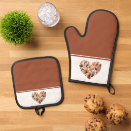 紅葉ハート型 鍋つかみ&鍋敷きセット