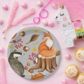 紅葉バドガー&キツネ ペーパープレート (パーティー)