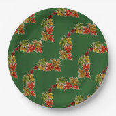 紅葉パターングリーン紙プレート ペーパープレート (正面)