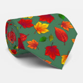 紅葉パターンフォレストグリーンオータムタイ ネクタイ (ロール)