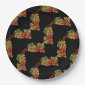 紅葉パターンブラック紙プレート ペーパープレート (正面)