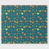 紅葉パターン水の色（緑） ラッピングペーパー (フラット)