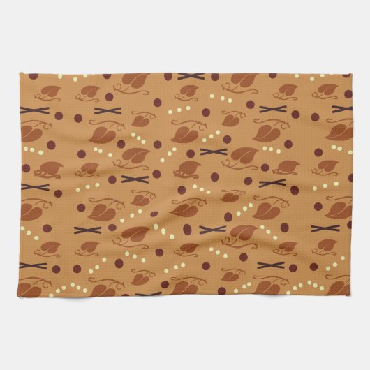 紅葉パターン燃えたオレンジ キッチンタオル (横)