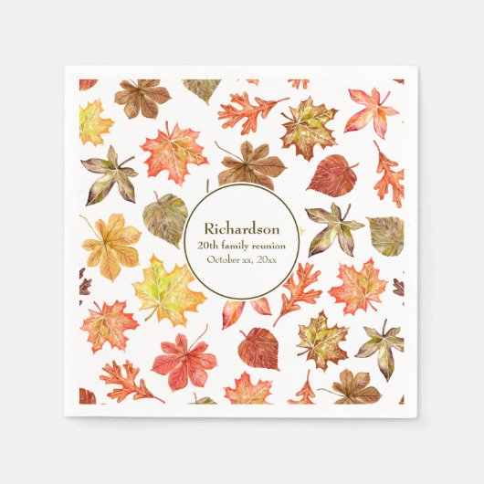 紅葉パターン秋ファミリ懇親会 スタンダードカクテルナプキン (正面)