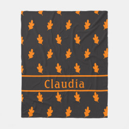 紅葉パターン黒 フリースブランケット