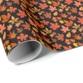 紅葉パターン01x4bブラックBG ラッピングペーパー (ロールコーナー)