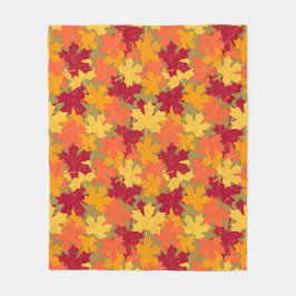 紅葉パターン フリースブランケット