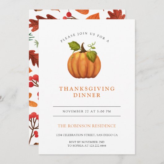 紅葉パンプキンサンクスギビングディナー 招待状 (正面/裏面)