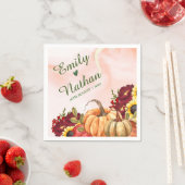 紅葉パンプキンサンフラワー秋の結婚式パーティー スタンダードカクテルナプキン (インサイチュ)