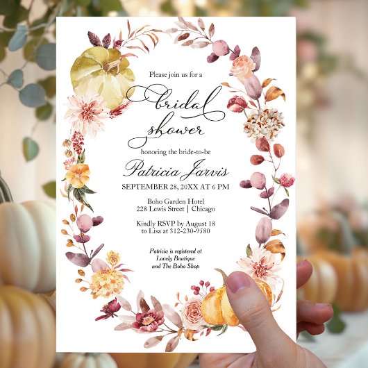 紅葉パンプキン秋ブライダルシャワー 招待状